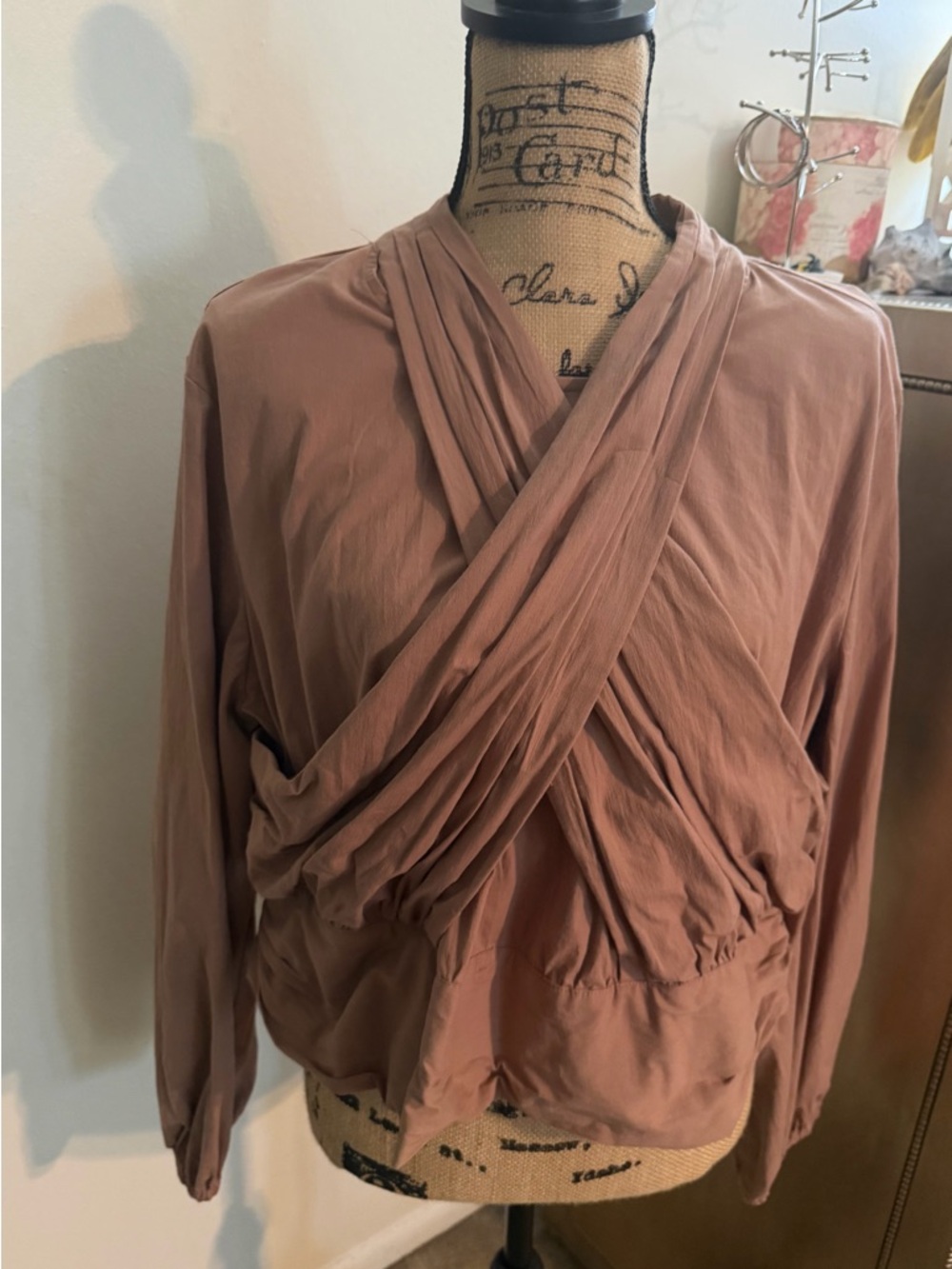 Dusty Rose V-Neck Pullover Blouse